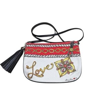 LAST CHANCE Brighton Love Glitter & Go Design Poich White Crossbody Bag Chain